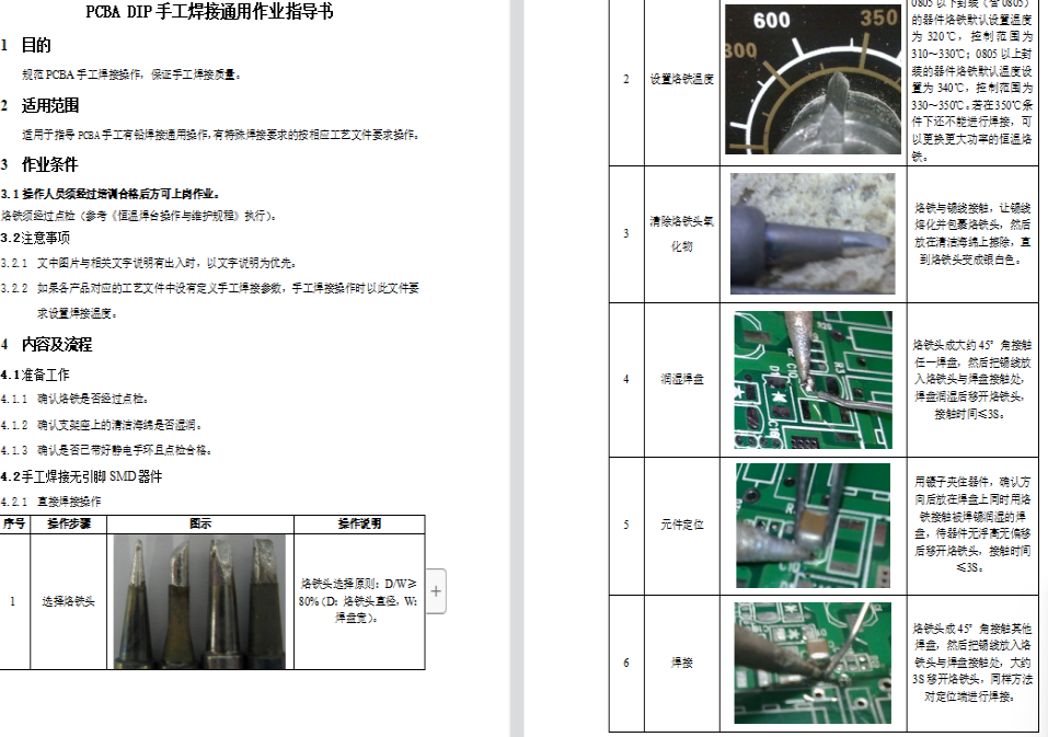 PCBA-(插件DIP-贴片SMT-维修-烙铁焊接)手工焊接通用标准作业指导书(图1)