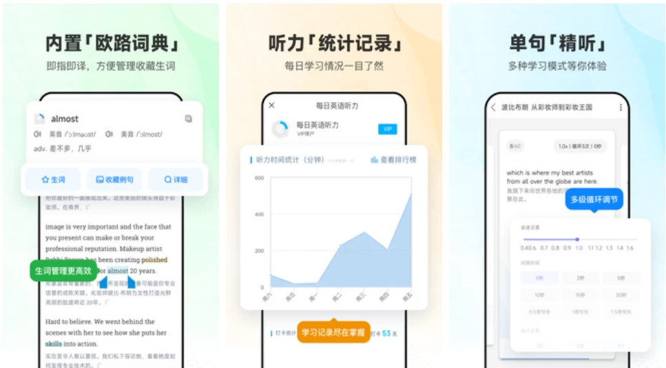 每日英语听力 v11.5.5 专为英语学习者设计的手机应用，解锁会员绿色破解版(图1)